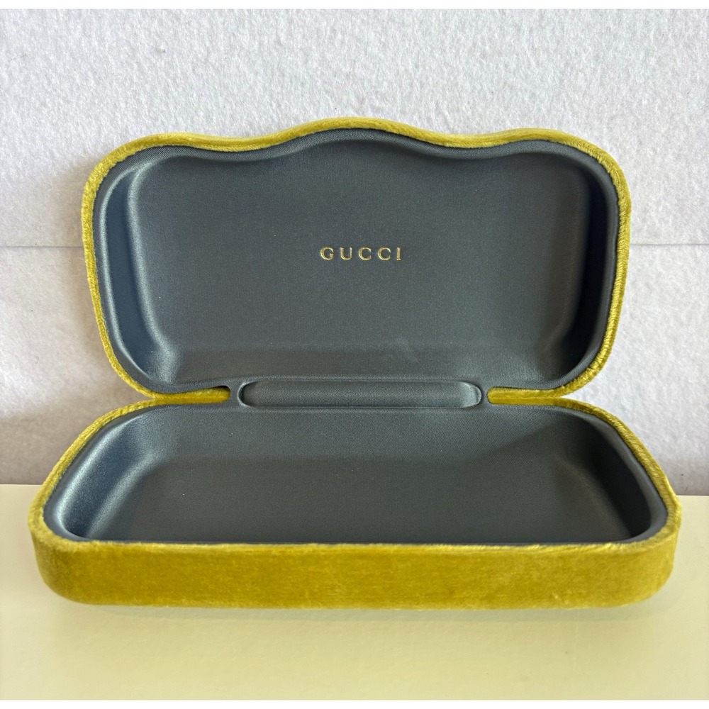 GUCCI Yellow Green Suede /Velvet Sunglasses Hard Clamshell Case
